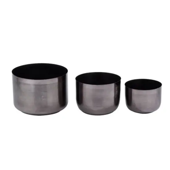 CosmoLiving by Cosmopolitan Iron Modern Planter Set Black {6}