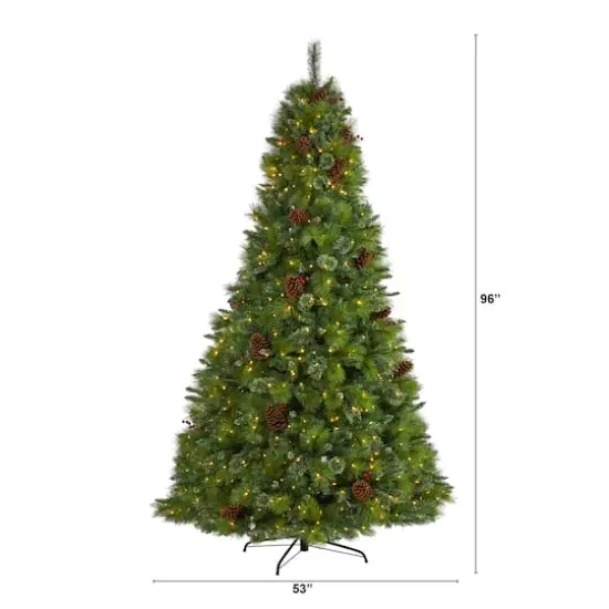 8ft. Pre-Lit Montana Mixed Pine, Pinecones & Berries Artificial Christmas Tree with Clear LED Lights {5}