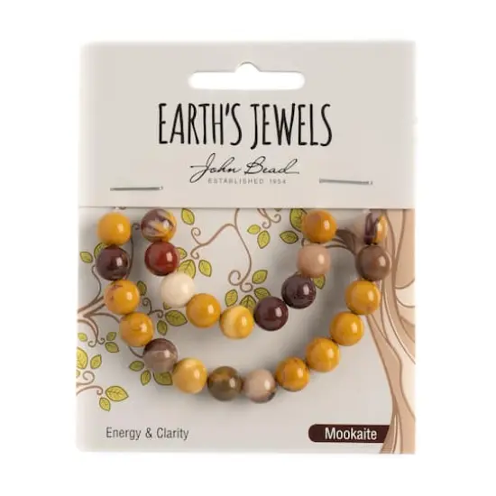 John Bead Earth's Jewels Natural Stone Round Beads, 8mm Mookaite Jasper {3}