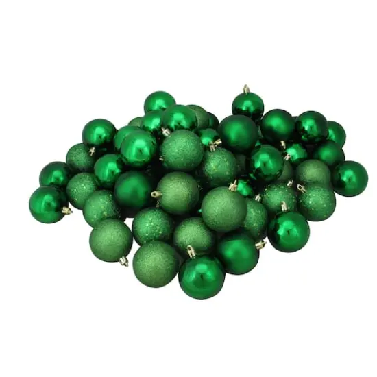 60ct Christmas Green Shatterproof 4-Finish Ball Ornaments {1}
