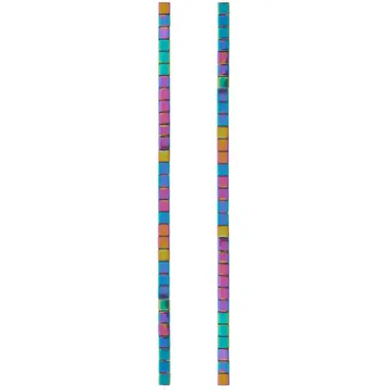 Multicolor Iridescent Hematite Square Beads, 4mm by Bead Landing&trade; {4}