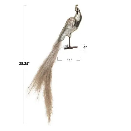 Hello Honey&reg; 11" Champagne Fabric & Feather Peacock with Glitter and LED Lights {5}