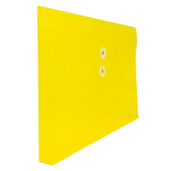 JAM Paper 9.75" x 14.5" Button & String Tie Closure Plastic Envelopes, 12ct. Yellow {5}