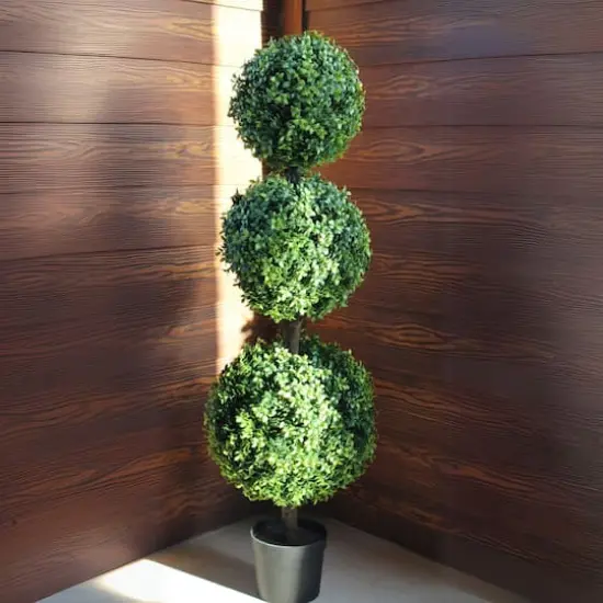 GreenSmart Dekor 4ft. Faux Boxwood Sphere Topiary Tree {5}