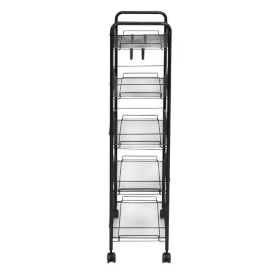 Honey Can Do Black 5-Tier Rolling Storage Cart {9}