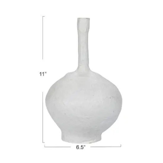 Hello Honey&reg; 11" Round Whitewashed Decorative Paper Mache Taper Holder {5}