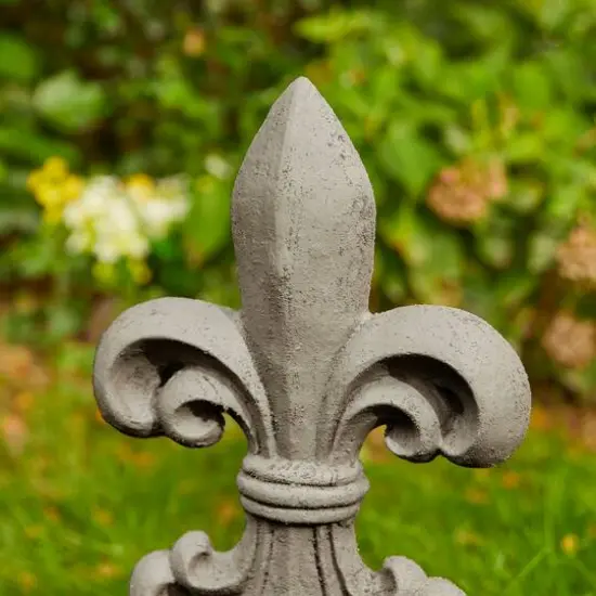 Glitzhome&reg; 21" Gray Standing Fleur De Lis Garden Statue {6}
