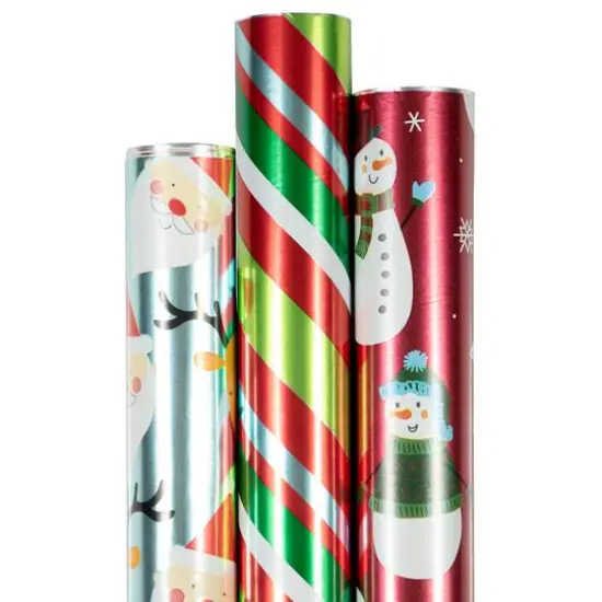 JAM Paper Jolly Winter Christmas Gift Wrap Set, 3ct {3}