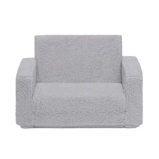 Delta Children 23" Cozee Flip Out Sherpa 2 in 1 Convertible Sofa to Lounger for Kids Gray {5}