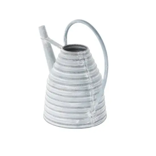 14" Gray Metal Beehive Shaped Watering Can Planter {7}