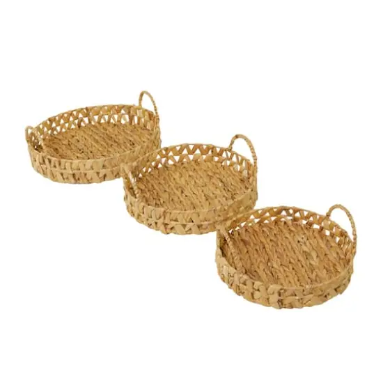 Brown Seagrass Coastal Tray, Set of 3" 19", 16", 14" {3}