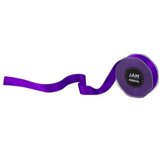 JAM Paper 7/8" x 25yd. Double Face Satin Ribbon Purple {5}
