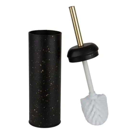 Elle D&eacute;cor Black & Gold Speckled Toilet Brush & Holder {1}