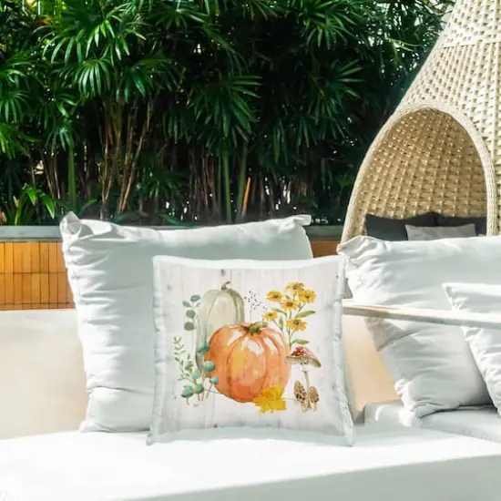 Stupell Industries Festive Pumpkins with Florals Outdoor Printed Pillow {3}