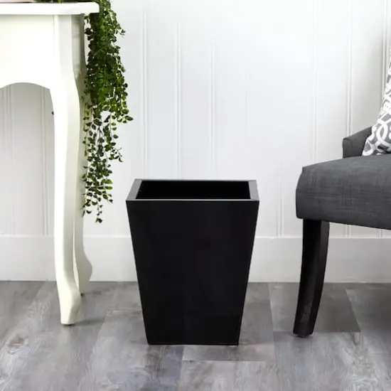 15" Black Classic Square Metal Planter {4}