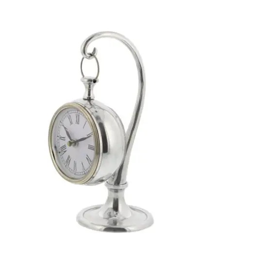 11" Silver Aluminum Coastal Clock {3}