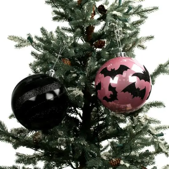 6" Black & Pink Plastic Ball Ornament Set by Ashland&reg; {4}