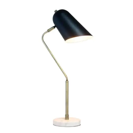 Lalia Home 24" Asymmetrical Marble and Metal Desk Lamp with Black Shade {3}