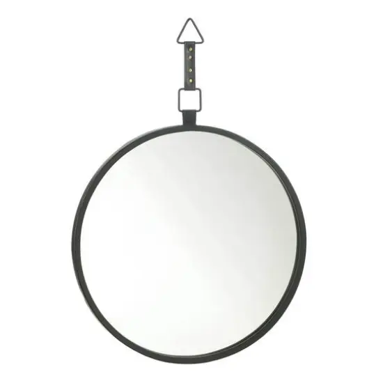 Round Mirror with Leather Strap {1}