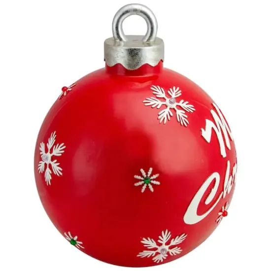 15" LED Lighted Red Merry Christmas Ball Ornament Decoration {4}
