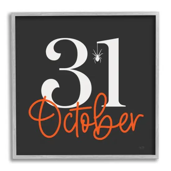 Stupell Industries 31 October Halloween Date Framed Giclee Art Gray {1}