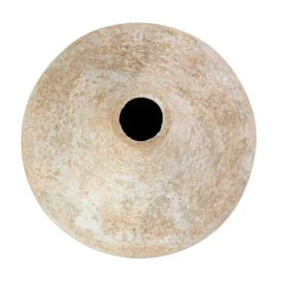 15" Rustic Beige Antique-Style Metal Vase {6}