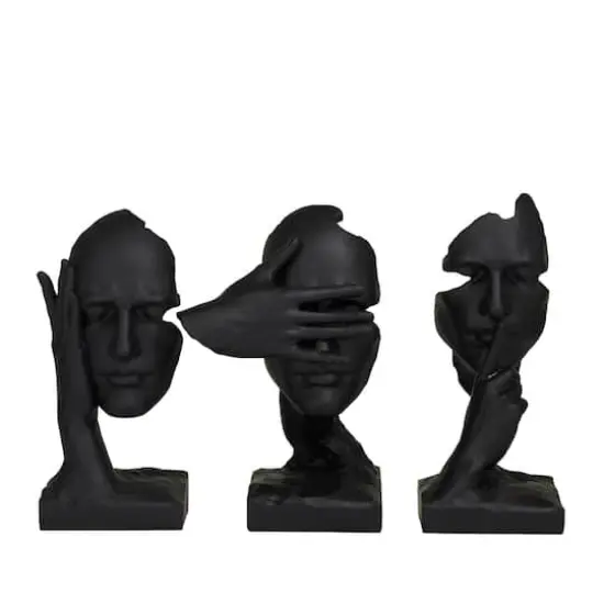Black Polystone Face Sculpture Set {1}