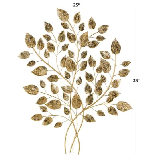 33" Gold Metal Leaf Metallic Wall D&eacute;cor {4}