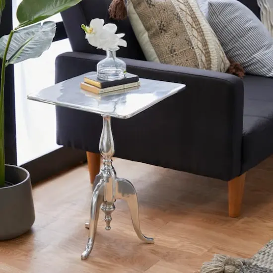 16" Silver Traditional Accent Table {9}