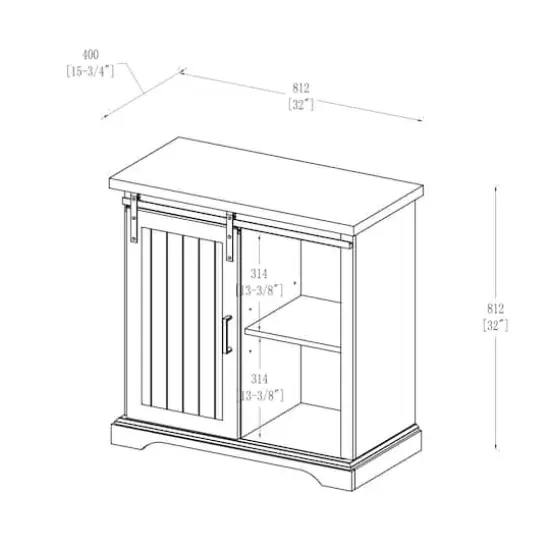 Edison Walker 32" White Oak Sliding Grooved Door Modern Accent Cabinet {7}