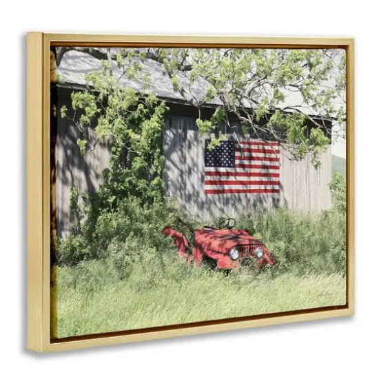 Stupell Industries Americana Lush Country Greenery Floater Framed Art Gold {4}