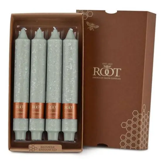 Root Candles 9" Unscented Timberline&trade; Collenette Taper Candles, 4ct. Sage Green {1}