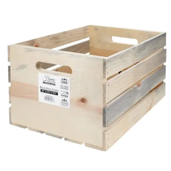 Home D&eacute;cor by Leisure Arts&reg; Blue Pine Wood Crate {1}