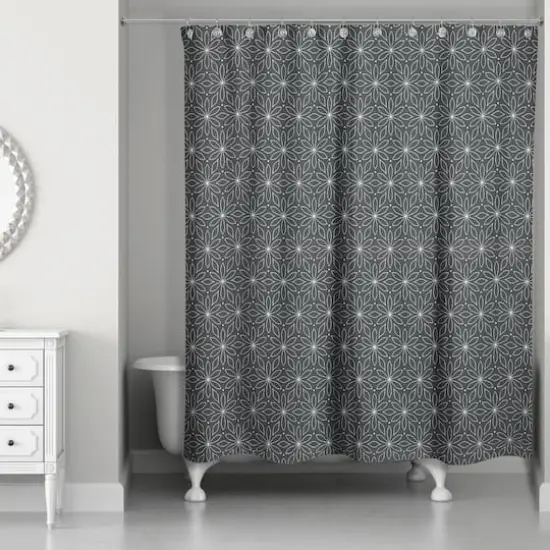 Monochromatic Flowers 71" x 74" Shower Curtain {3}