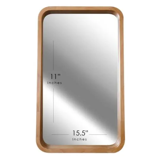 Contemporary Raised Lip Natural Wood Framed Wall Mirror - 13" x 17.5" {6}
