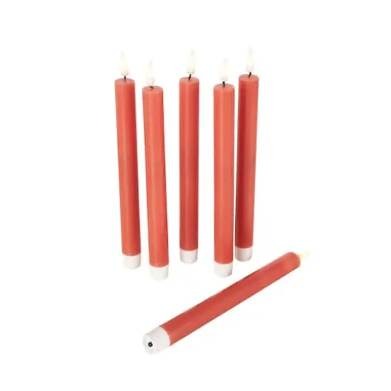 10" Flameless Wax Candles with Remote Control, 6ct. Red {4}