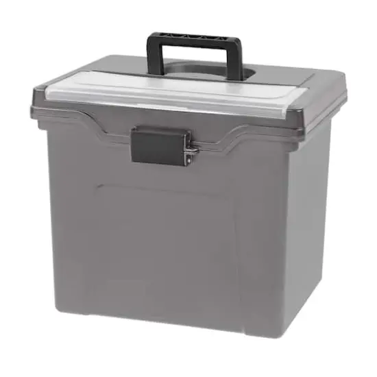 Iris&reg; Gray, Portable File Box Letter Size, 4 Ct {3}