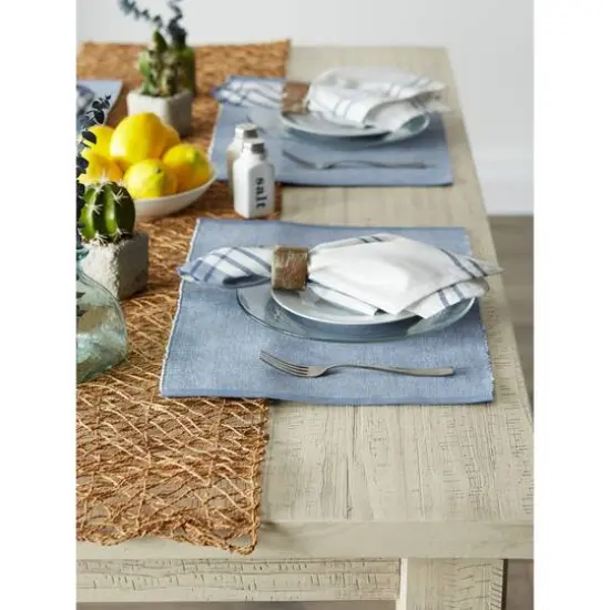 DII&reg; 2-Tone Ribbed Placemats, 6ct. Stonewash blue and white {4}