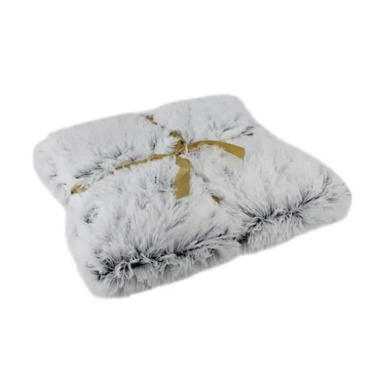 55" x 62" Plush Gray Faux Fur Throw Blanket {1}