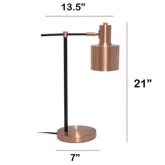 Lalia Home Mid Century Modern Metal Table Lamp Rose Gold {4}