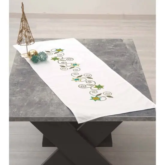 Leisure Arts® Modern Green Star Table Runner Stamped Cross Stitch Kit {3}