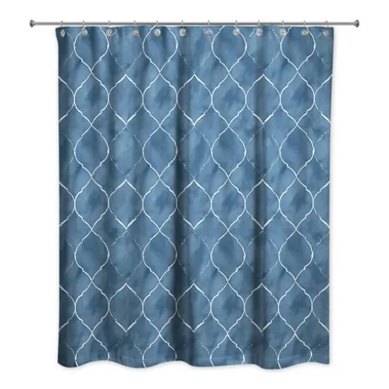 Blue Ogee Pattern 71" x 74" Shower Curtain {1}