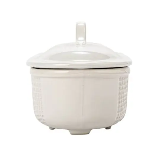 Hello Honey&reg; 15.5" Matte White Oval 2qt. Debossed Stoneware Baking Dish with Lid {10}