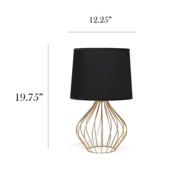 Simple Designs 19.7" Geometrically Wired Table Lamp Copper with Black Shade {4}
