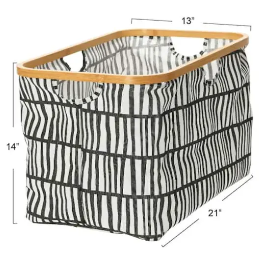 Household Essentials Krush Bamboo Rimmed Basket Black {4}