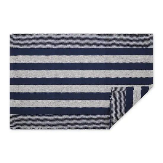 DII&reg; Cabana Stripe Handwoven Recycled Yarn Rug, 2ft. x 3ft. Nautical Blue {5}