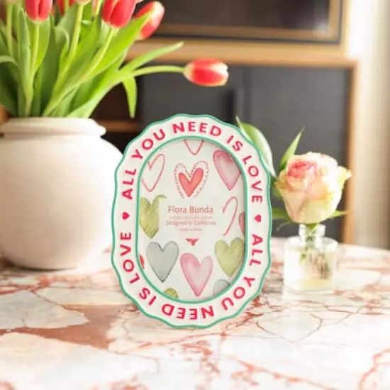 Flora Bunda 4" x 6" ALL YOU NEED IS LOVE Zinc Alloy Picture Frame {3}