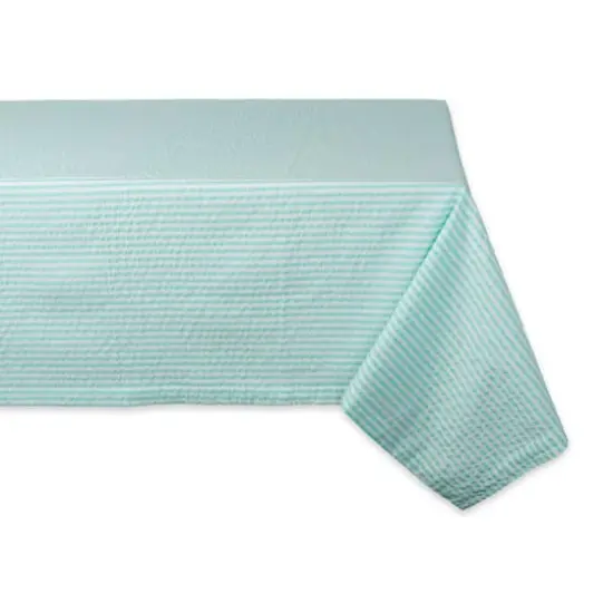 Aqua Seersucker Tablecloth 60" x 84" {1}