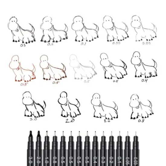 Pentel Arts&reg; Pointliner&trade; Black 5 Piece Pen Set {5}