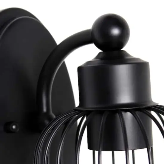 Lalia Home Ironhouse 10.5" Black Cage Wall Sconce {7}